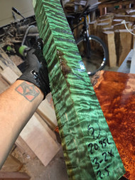Green quilted maple turning spindle 7.2025