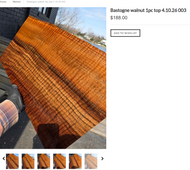 Custom Order 2 bastogne curly walnut 1pc T Dries