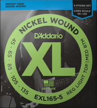 D'Addario EXL165-5  45-135 Regular Light Top/Medium Bottom 5-String, Long Scale, XL Nickel