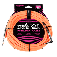 Ernie Ball P06079 Braided Instrument Cable Straight/Angle 10' - Neon Orange