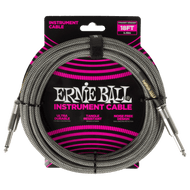 Ernie Ball PO6433 Braided Instrument Cable Straight/Straight 18FT - Silver Fox