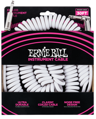 Ernie Ball Coiled Instrument Cable Straight/Angle 30ft - White