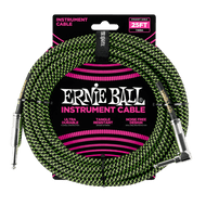 Ernie Ball Braided Instrument Cable Straight/Angle 25ft - Black/Green