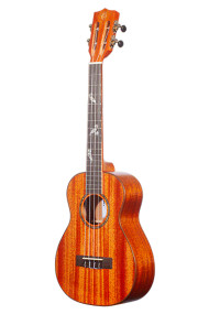 Ohana Tenor Solid Sat Mahogany Ukulele with Abalone Inlay
