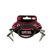 Ernie Ball Flat Ribbon Stereo Patch Cable 12in - Black - 2 Pack