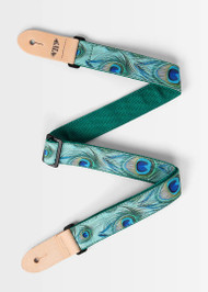 Kala Peacock Print Ukulele Strap - Green