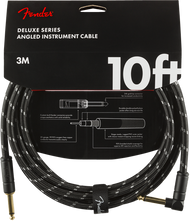 Fender Deluxe Series Instrument Cable, Straight/Angle, 10', Black Tweed
