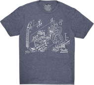 Fender® Jazzmaster® Patent Drawing T-Shirt, Blue, XL® Jazzmaster® Patent Drawing T-Shirt, Blue, XL