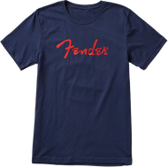Fender® Foil Spaghetti Logo T-Shirt, Blue, L