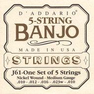 D'Addario EJ61 Nickel Light 10-23 5-string Banjo Strings