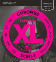 D'Addario ECB81-5 Chrome Flat Wound Light 45-132 5-string Bass Guitar Strings