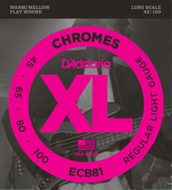 D'Addario ECB81 Chromes Flat Wound Light 45-100 Bass Guitar Strings