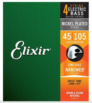 Elixir® 14077 Nickel Plated Steel Bass Strings with a NANOWEB® 45-105