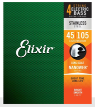 Elixir® 14677 Stainless Steel Bass Strings with a NANOWEB® 45-105