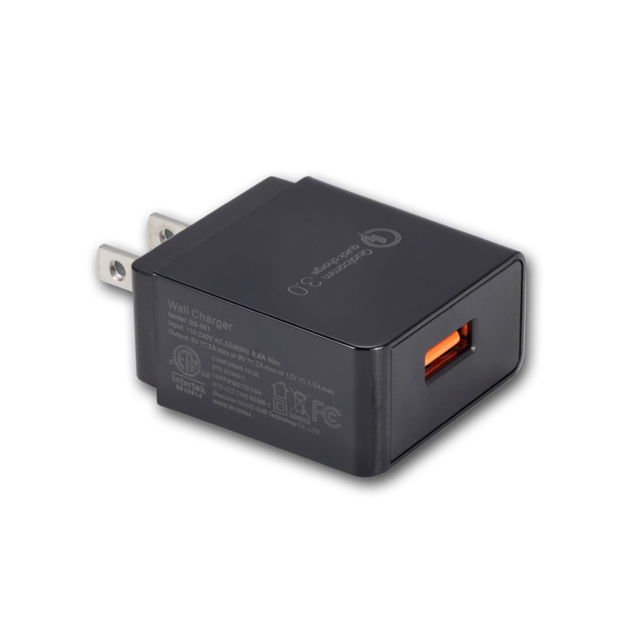 Caricatore Rapido QC 3.0 18W – Alimentatore USB Con 5V/3A, 9V/2A, 12V/1.5A, Adattatore Da Muro Per Smartphone, Certificato CE/FCC