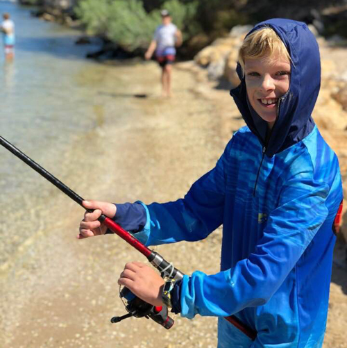 Kids Sun Safe UV Ocean Blue Hoodie - Picture 7 of 13
