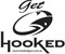 Black 'GET HOOKED' Stickers. Ideal for Boat/Trailer etc