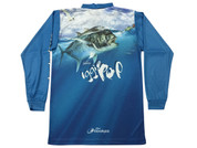 Fish Smart with our Sun Safe UV Protection Tournament Polo Shirt. Blue GT Design