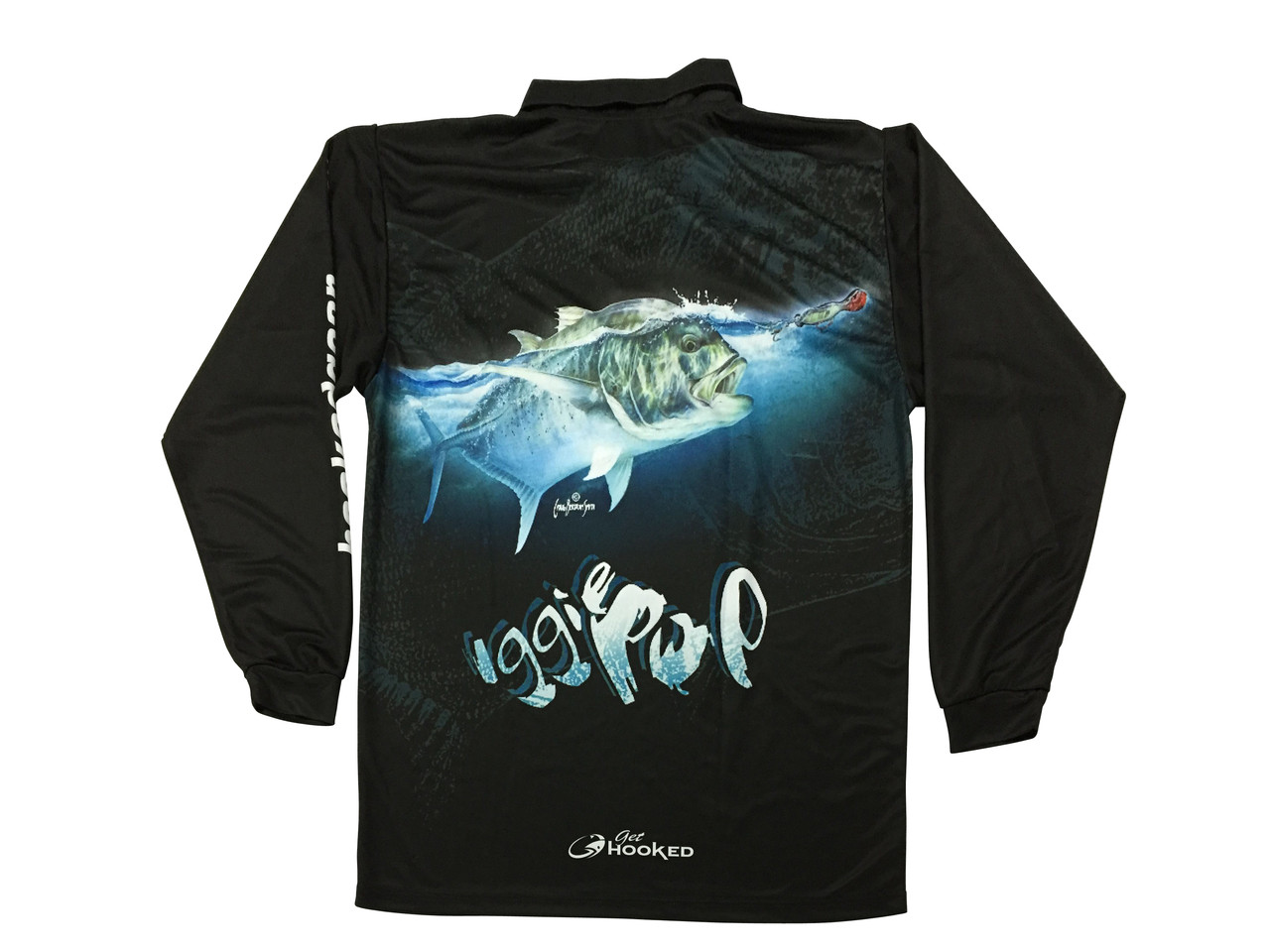 Long Sleeve Fishing Polo Tournament Shirt - Black GT
