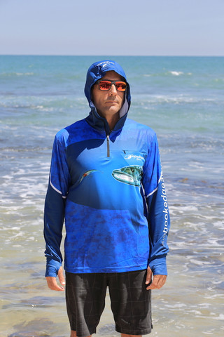 Fish Smart with our Sun Safe Zip Hoodie. UV Protection. Spanish Mackeral Design