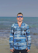 Fish Smart with our Sun Safe UV Protection Full Zip Hoodie. 'Coral Blue' Design
