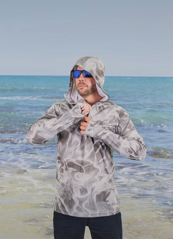 Adults UPF 50+ Sun Safe Super Lightweight Hoodie Grey Splash