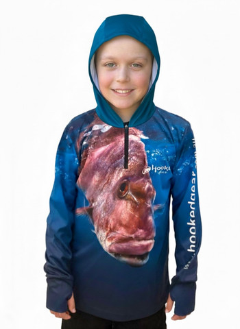 Fish Smart with our Sun Safe UV Protection Full Zip Hoodie. Snapper Design.