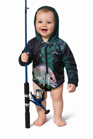 Hooked Gear Baby ARPANSA Tested UPF50+ Sun Hoodie (00 to 18 Mths) - Bream Print