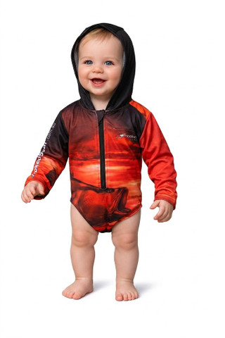 Hooked Gear Baby ARPANSA Tested UPF50+ Sun Hoodie (00 to 18 Mths) - Barramundi Print 