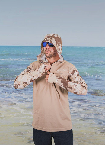Adults Sun Safe Hoodie Colour Sand Camo