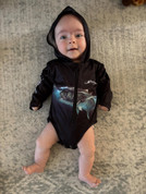 Hooked Gear Baby ARPANSA Tested UPF50+ Sun Hoodie (00 to 18 Mths) - Black GT Print