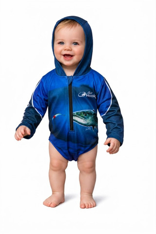 Hooked Gear Baby ARPANSA Tested UPF50+ Sun Hoodie (00 to 18 Mths) - Spanish Mack Print