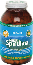 Mountain Organic Spirulina 520mg 180 Caps Green Nutritionals 