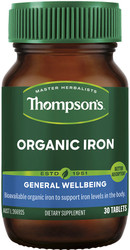 Thompsons Organic Iron 24mg 90 Tablets - 3 x 30 Tablets Bulk Economy Pack