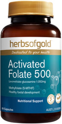 Herbs of Gold Activated Folate 500mcg 60 Caps x 3 Pack = 180 Caps