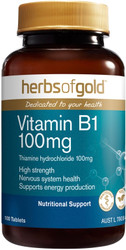 Herbs of Gold Vitamin B1 100mg 100 Tabs x 3 Pack = 300 Tabs