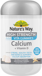 Nature's Way High Strength Calcium + Vitamin D 99% Sugar Free 60 Adult Vita Gummies x 3 Pack
