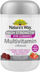 Nature's Way High Strength Multivitamin + Minerals 99% Sugar Free 65 Adult Vita Gummies x 3 Pack