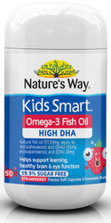 Kids Smart Omega 3 Fish Oil Strawberry 50 Softgel Capsules x 3 Pack Nature's Way