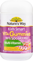 Nature's Way Kids Smart 99% Sugar Free Multi Trio 75 Vita Gummies x 3 Pack