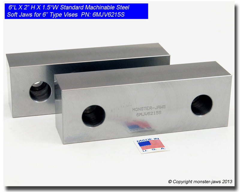 H &Ｏ　床JAWS 6MJV6215S (6x2x1.5) Standard Steel Machinable Soft Jaws for 6