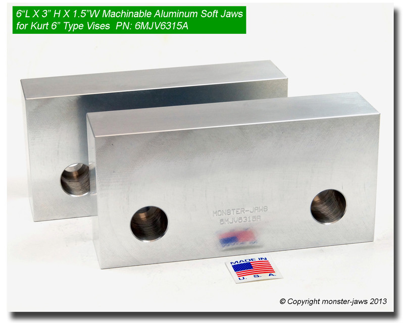 6MJV6315A (6x3x1.5) Standard Aluminum Machinable Soft Jaws