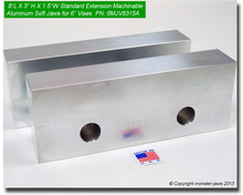 6MJV832A (8x3x2) Standard Extension Aluminum Machinable Soft Jaws