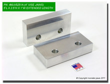 5 x 2.5 x 1" Oversized (Extension) Aluminum Soft Jaws for 4" Vises