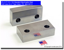 4 x 2 x 1" Steel Standard Machinable Jaws for 4" Vises