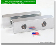 5 x 1.5 x 1" Oversized (Extension) Top/Bottom Reversible Aluminum Jaws for 4" Vises