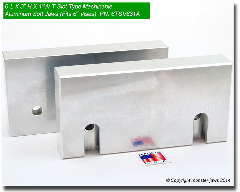 6TSV631A T-Slot Type Quick Change Aluminum Machinable Soft Jaws