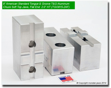 American Standard Aluminum Soft Jaws For Tongue & Groove 8" Chuck – 3" Height (3-Piece Set)