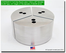 6" Oversized Aluminum Full Grip Round Jaws for B-206 Chucks (4" HT, 8" Pie diameter)