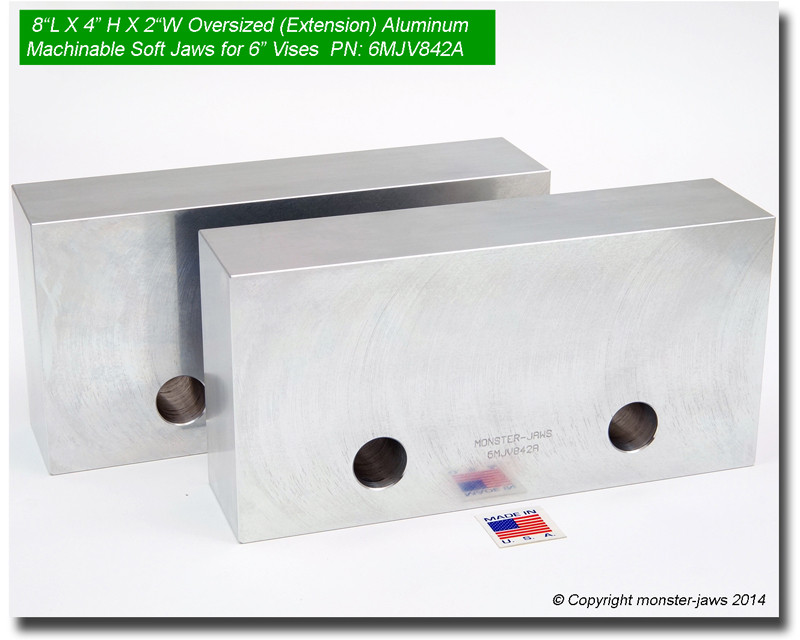6MJV842A (8x4x2) Oversized Extension Aluminum Machinable Soft Jaws